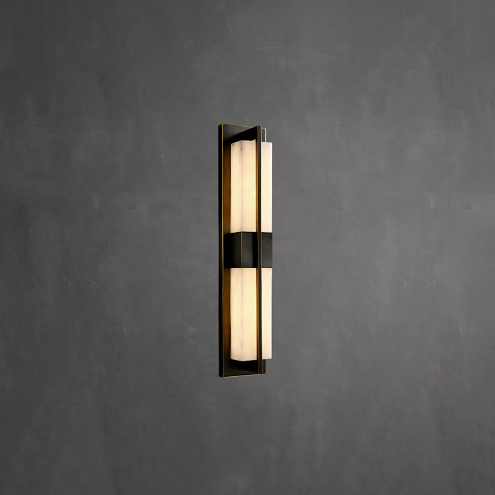 Rectangular Alabaster Brass Wall Sconce - Vakkerlight