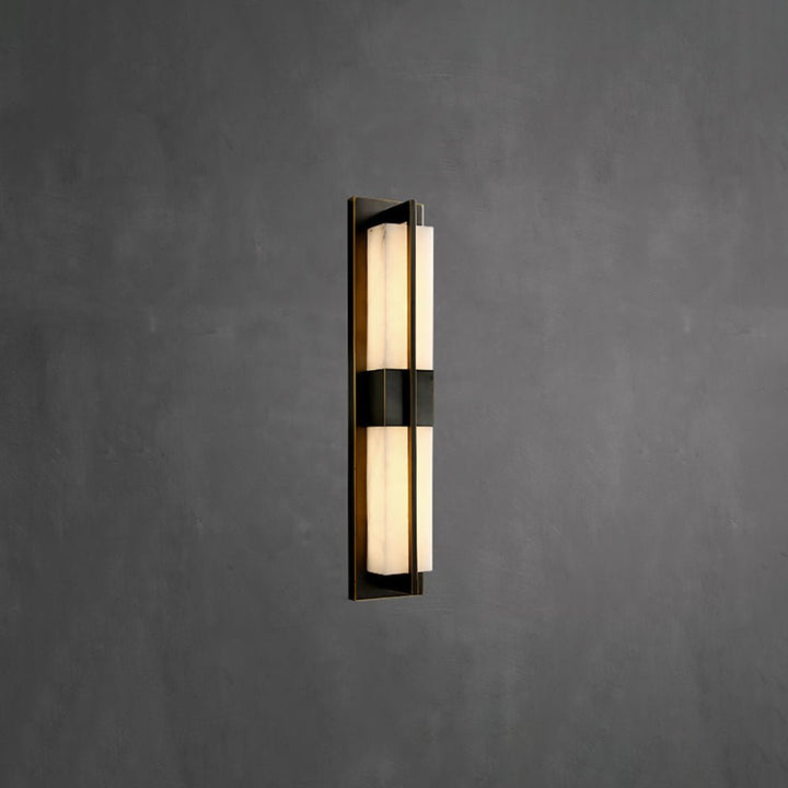 Rectangular Alabaster Brass Wall Sconce - Vakkerlight