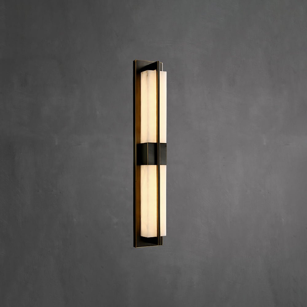 Rectangular Alabaster Brass Wall Sconce - Vakkerlight