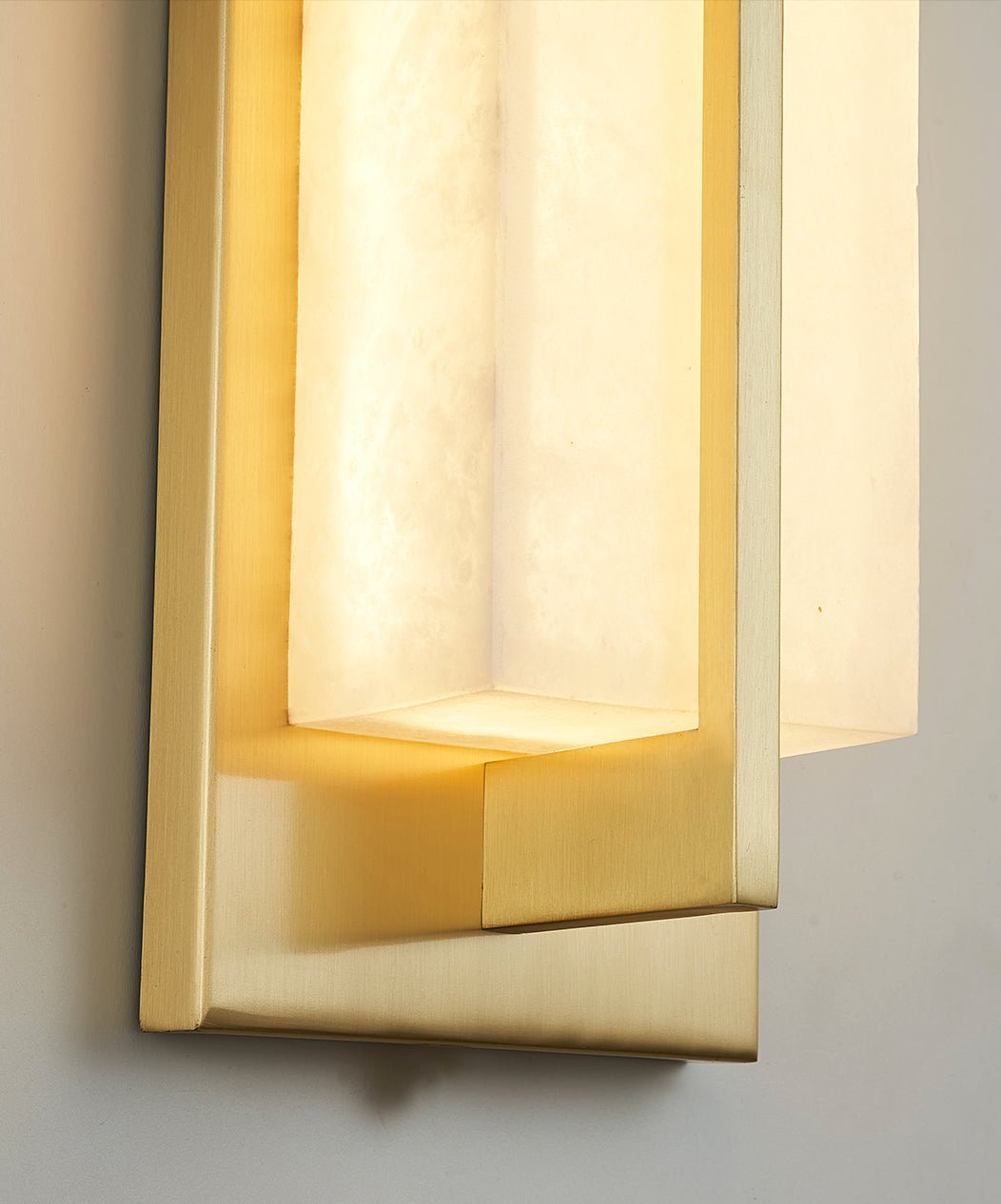 Rectangular Alabaster Brass Wall Sconce - Vakkerlight