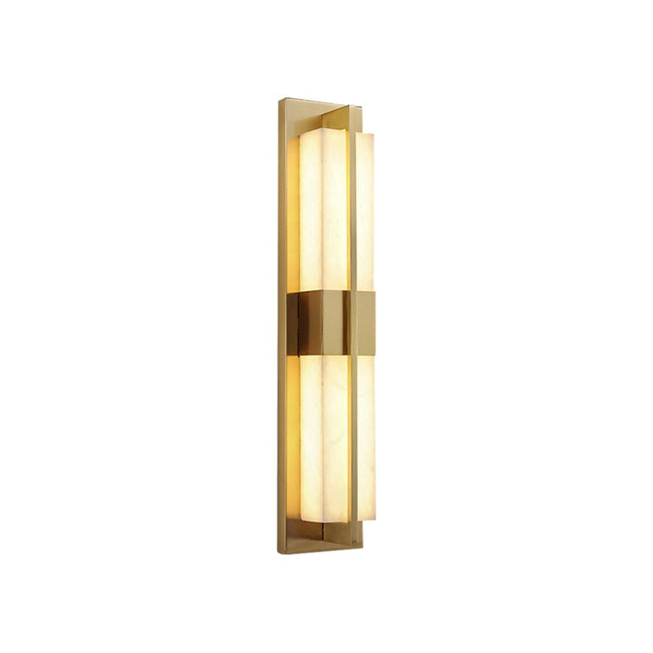 Rectangular Alabaster Brass Wall Sconce - Vakkerlight