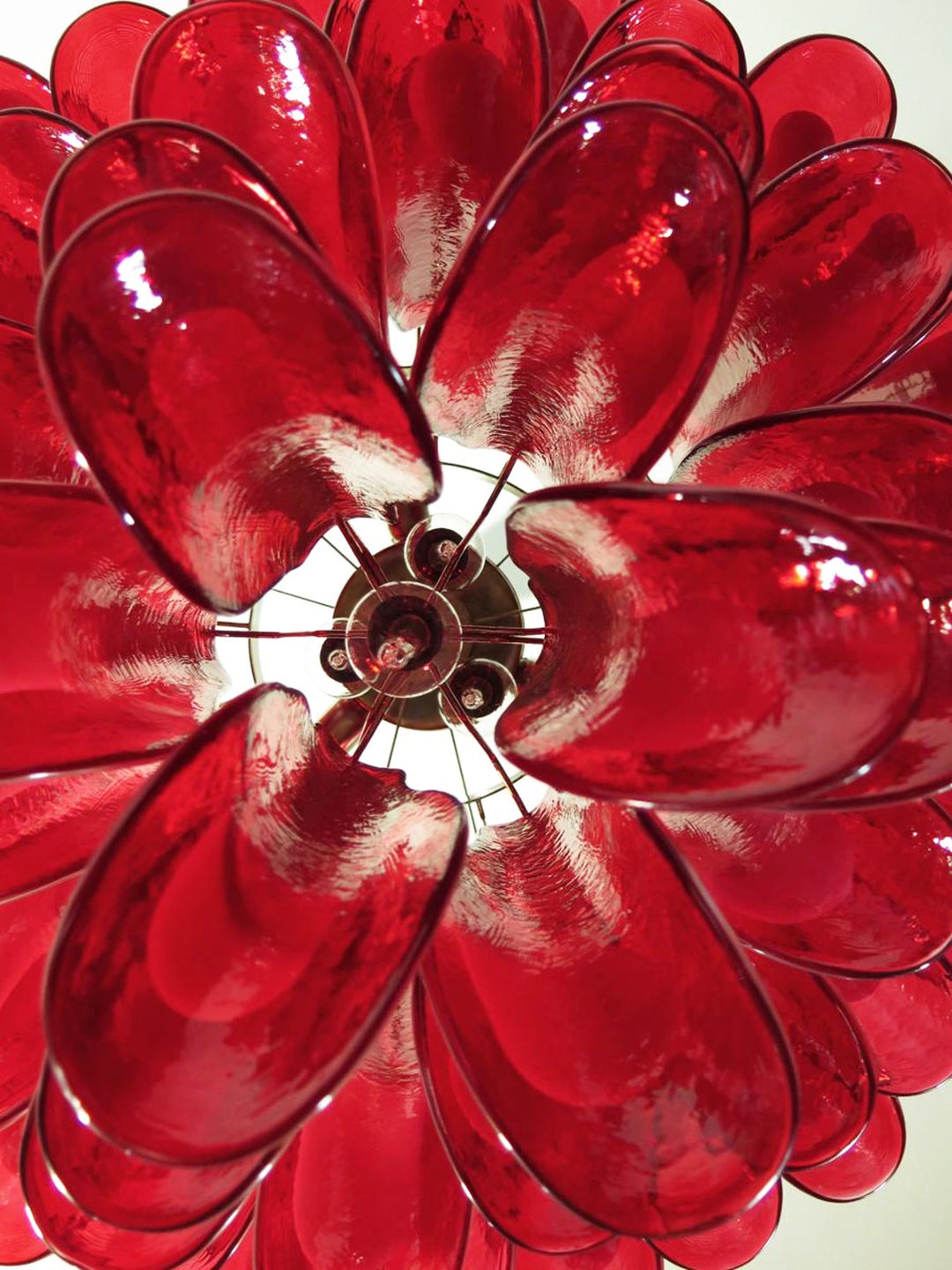 Red Glass Murano Petals Chandelier