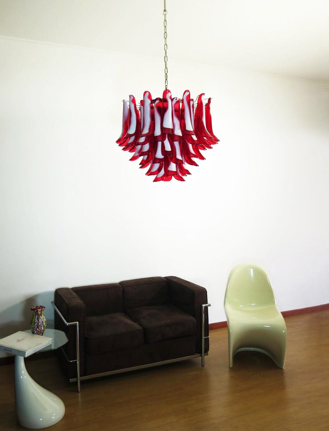 Red Glass Murano Petals Chandelier