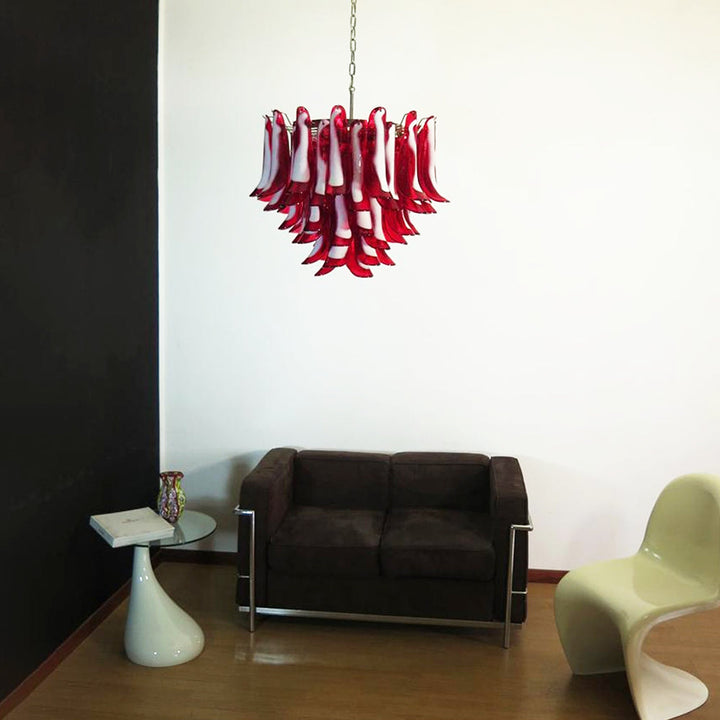 Red Glass Murano Petals Chandelier