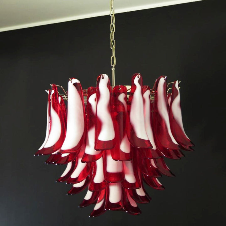 Red Glass Murano Petals Chandelier