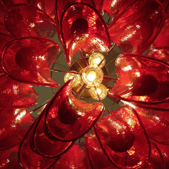 Red Glass Murano Petals Chandelier - Vakkerlight