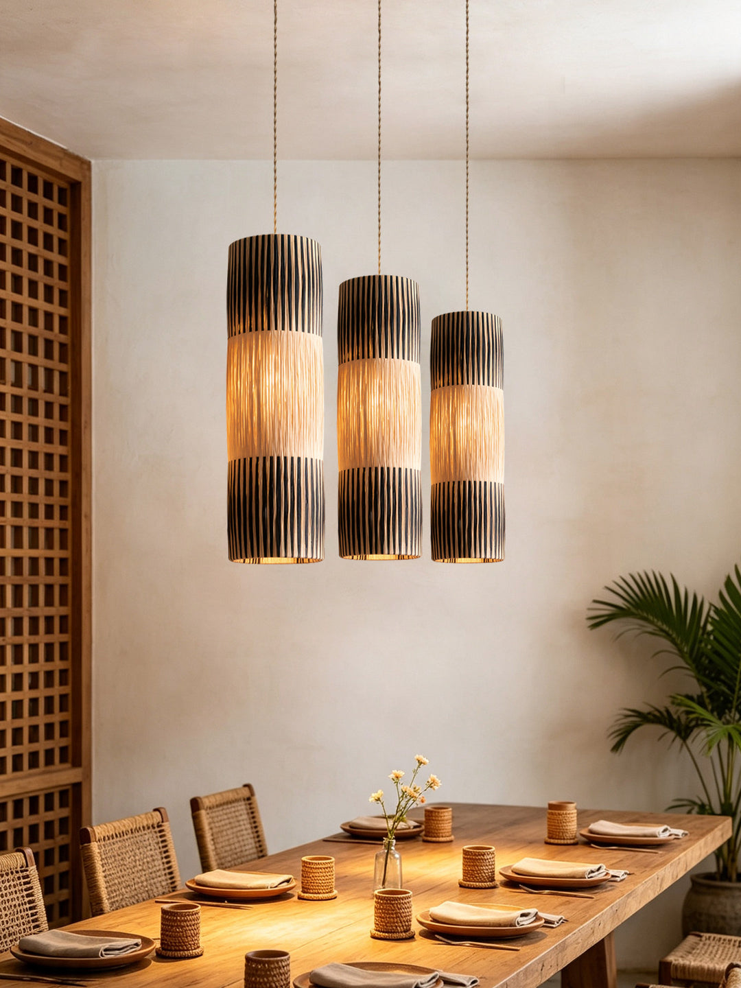 Reed Woven Raffia Pendant Lamp