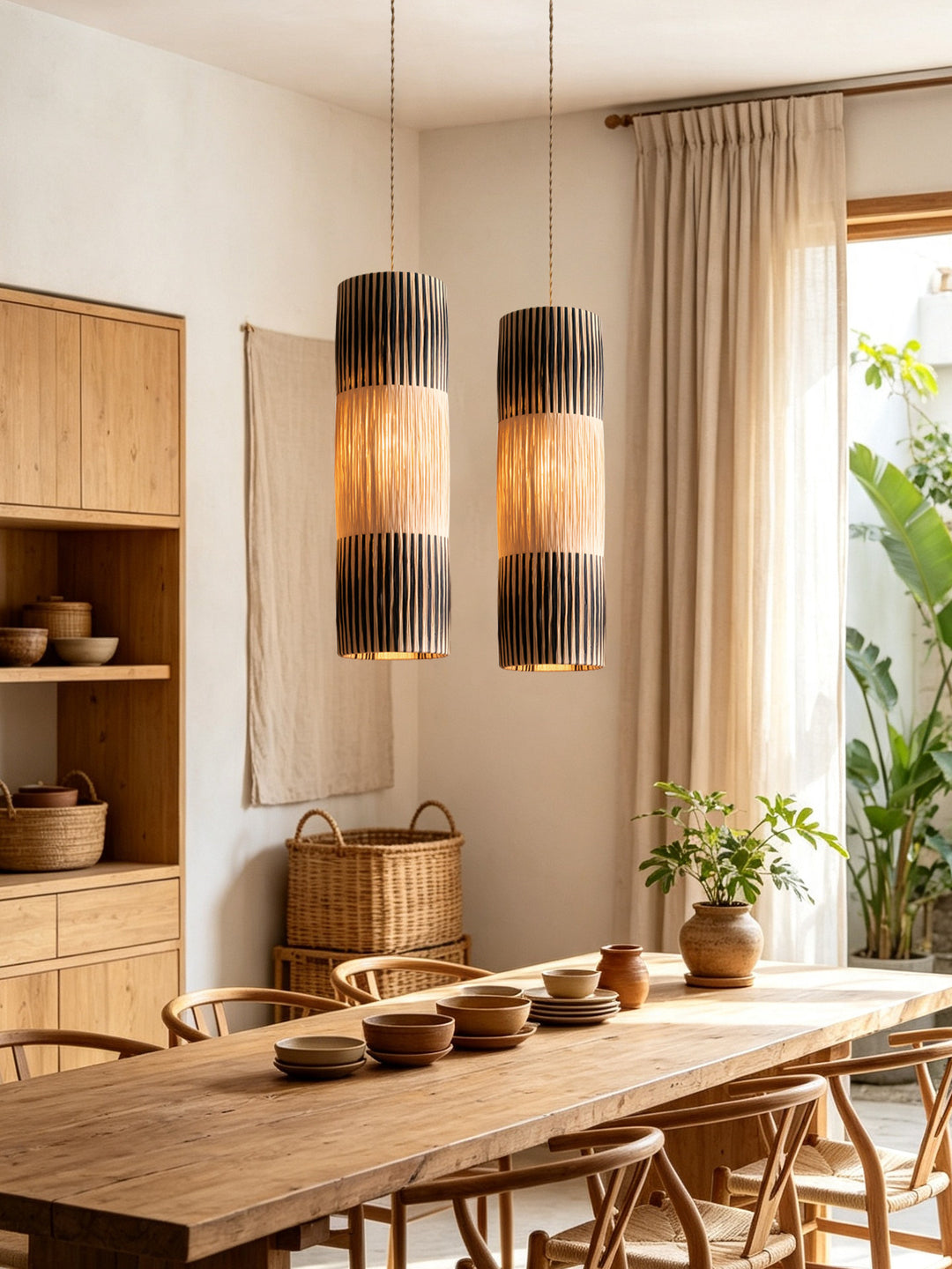 Reed Woven Raffia Pendant Lamp