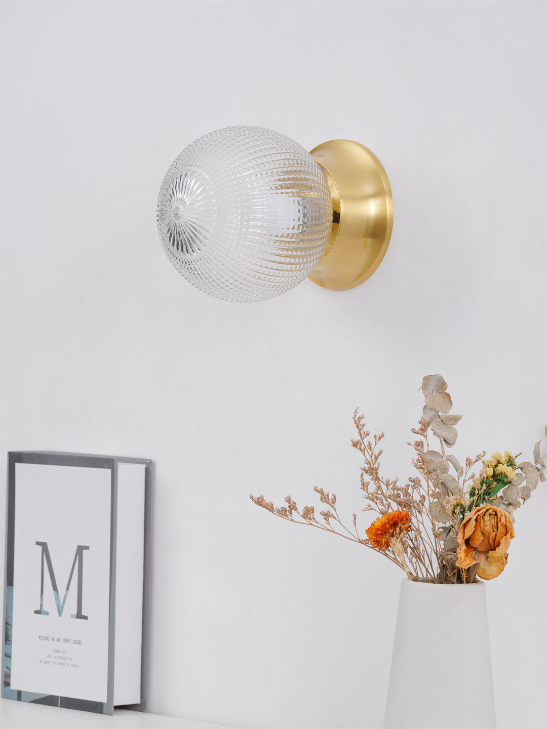 Reeded Globe Flush Ceiling Light - Vakkerlight