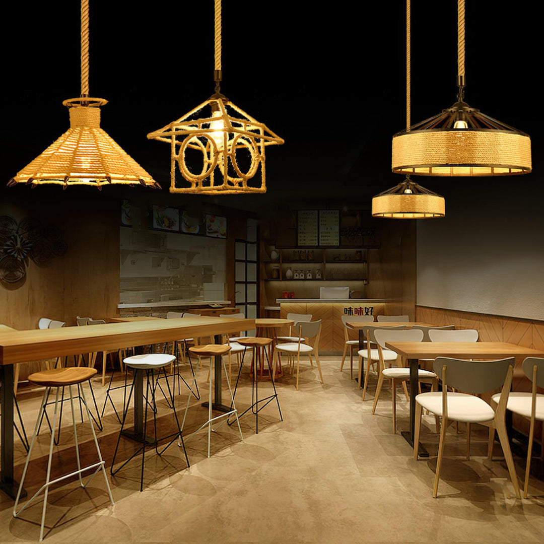 Retro Hemp Rope Interesting Pendant Light - Vakkerlight