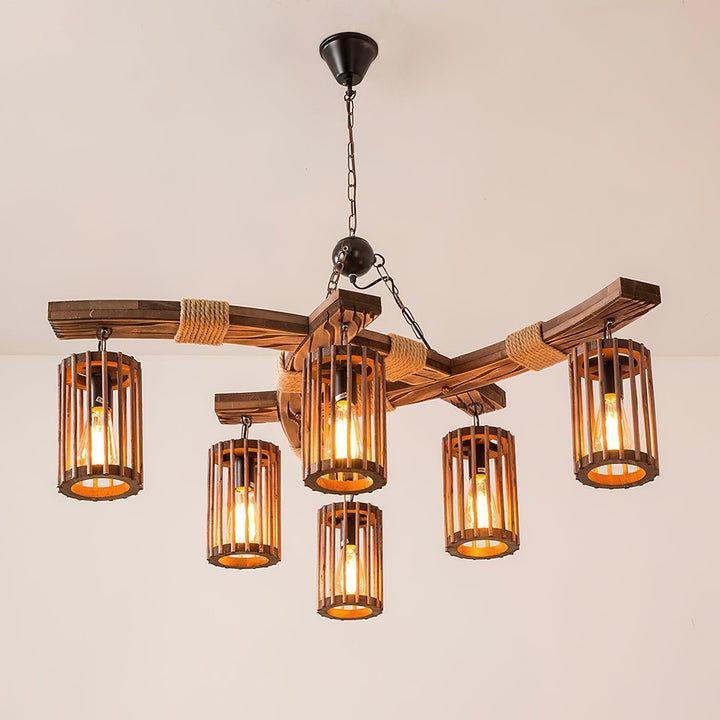 Retro Solid Wood Chandelier - Vakkerlight