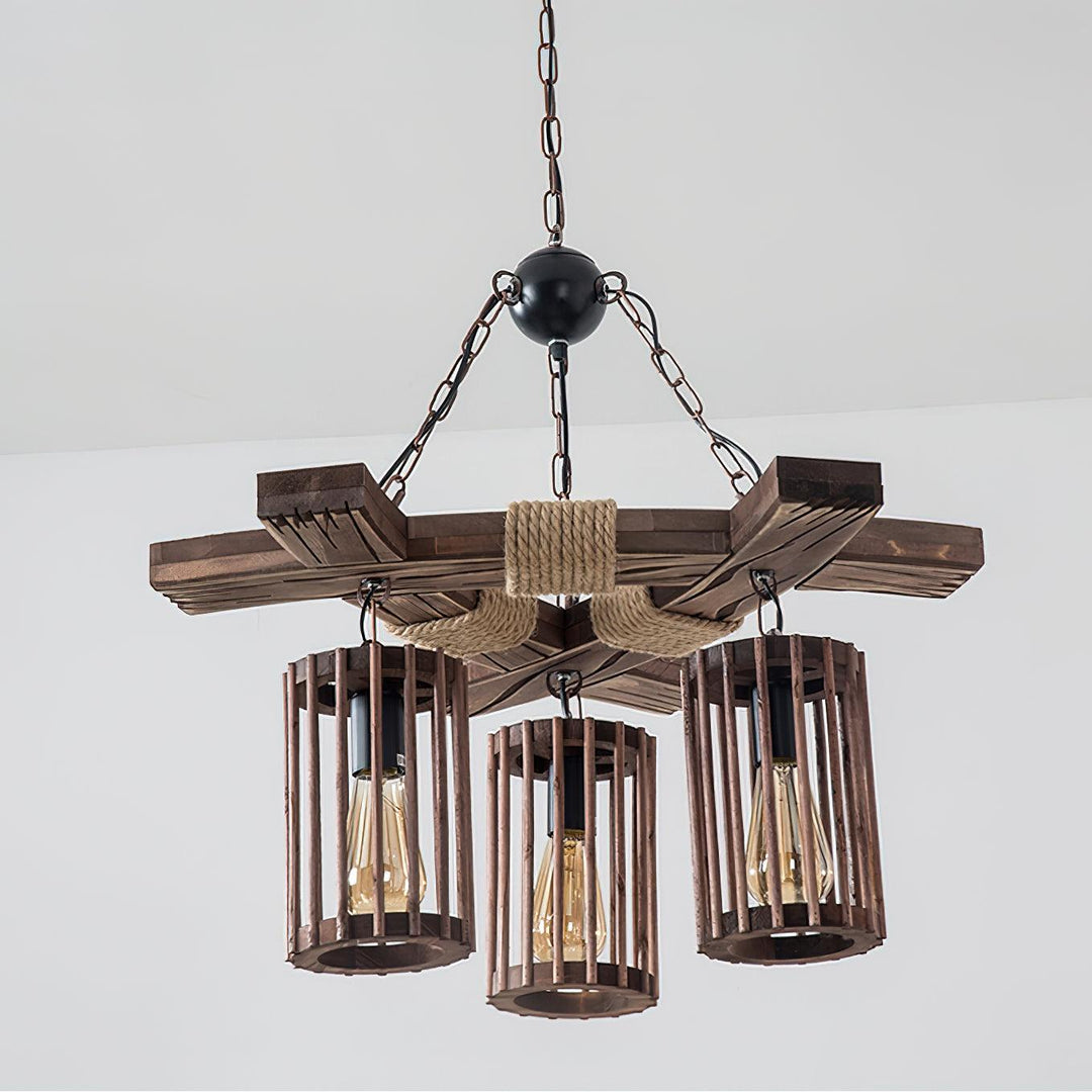 Retro Solid Wood Chandelier - Vakkerlight