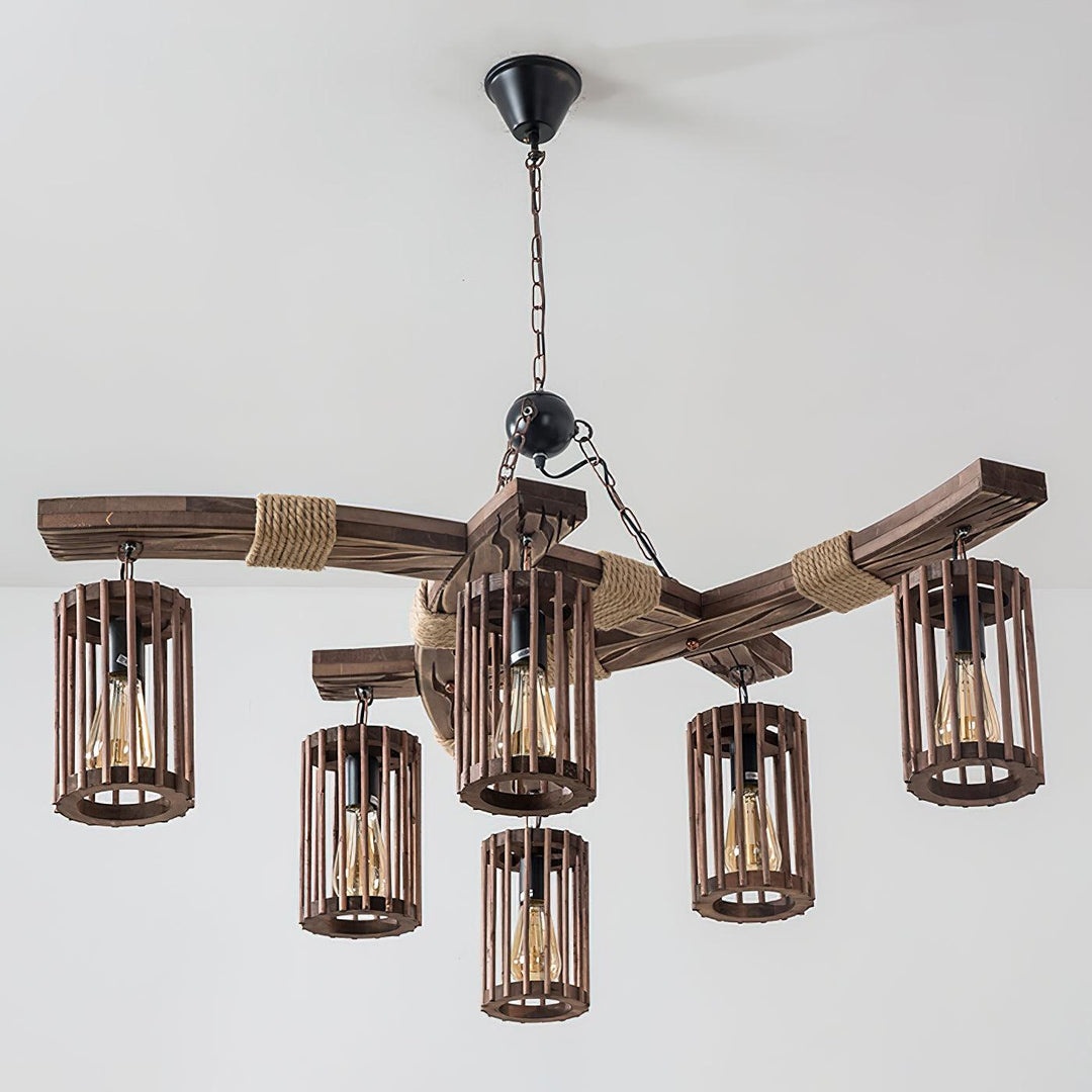 Retro Solid Wood Chandelier - Vakkerlight