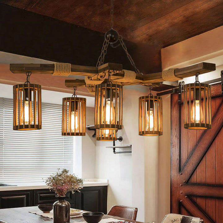 Retro Solid Wood Chandelier - Vakkerlight