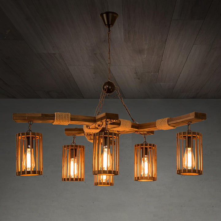 Retro Solid Wood Chandelier - Vakkerlight