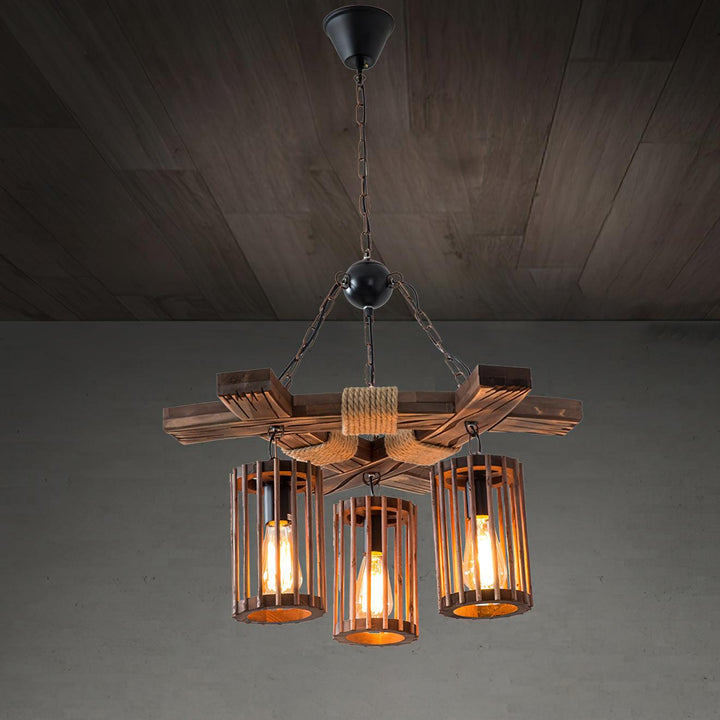 Retro Solid Wood Chandelier - Vakkerlight