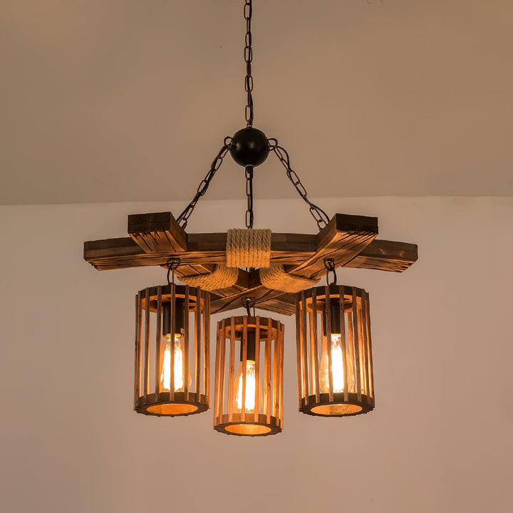 Retro Solid Wood Chandelier - Vakkerlight