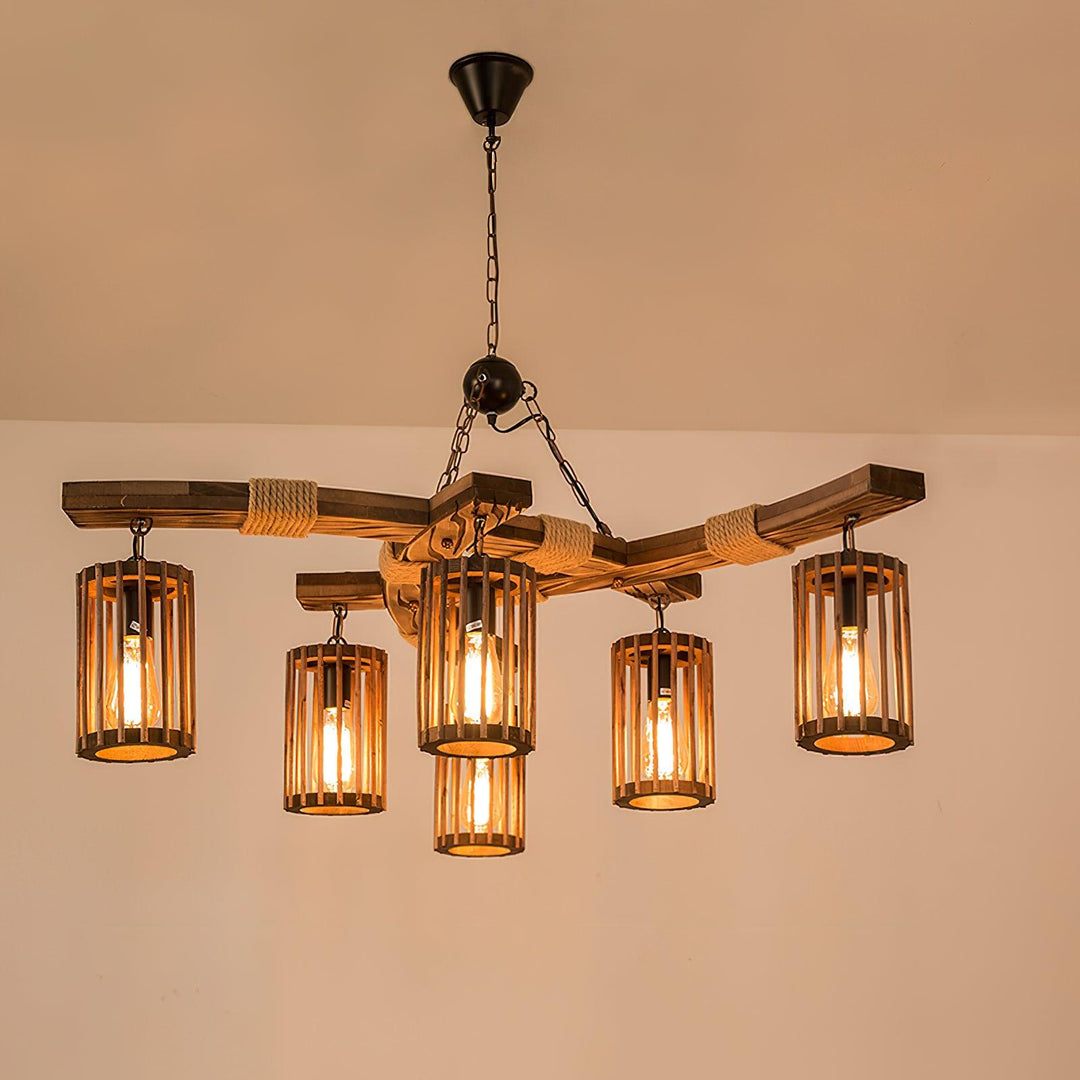 Retro Solid Wood Chandelier - Vakkerlight