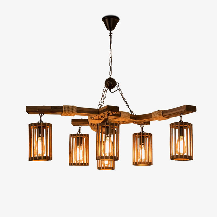 Retro Solid Wood Chandelier - Vakkerlight