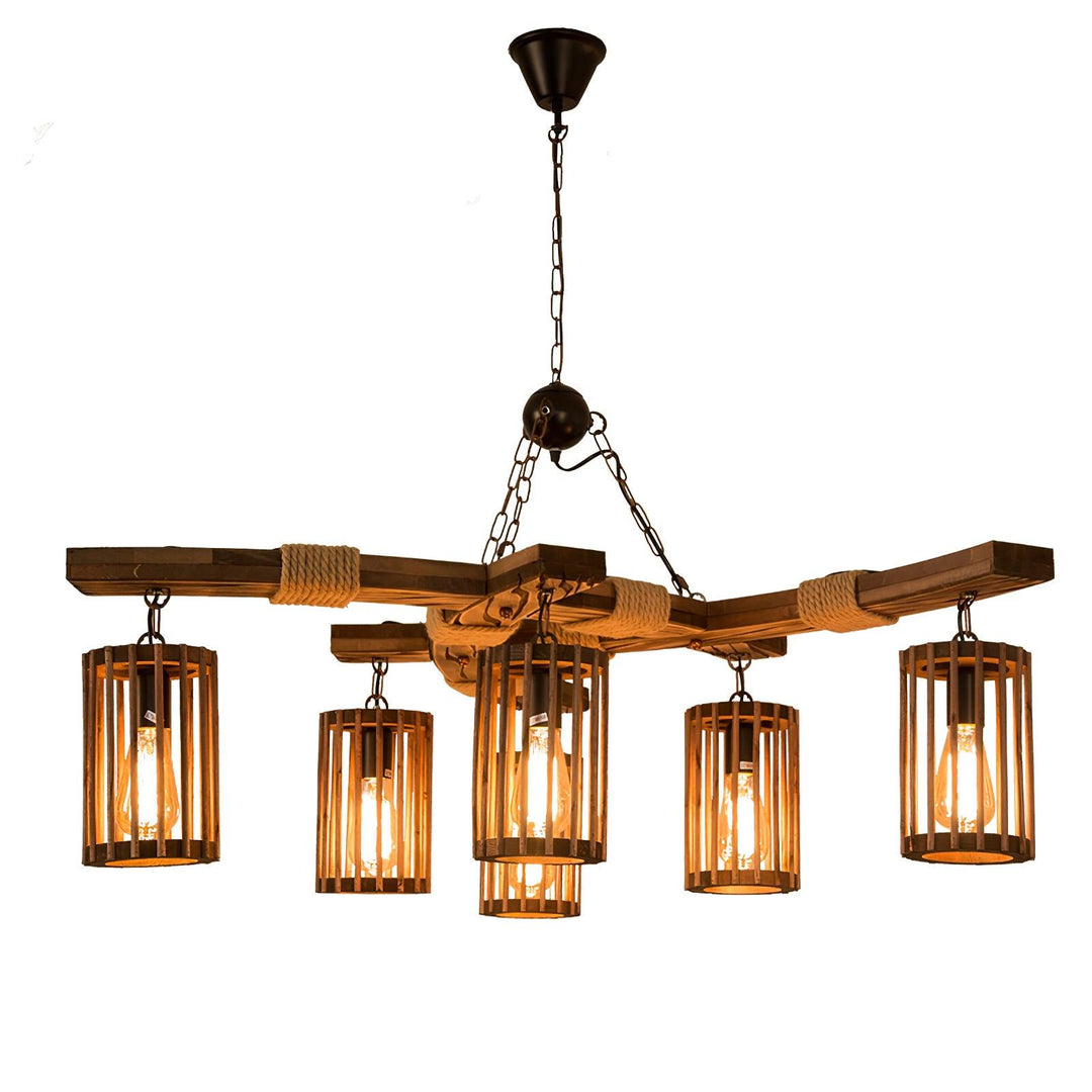 Retro Solid Wood Chandelier - Vakkerlight