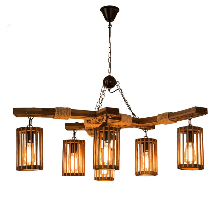 Retro Solid Wood Chandelier - Vakkerlight