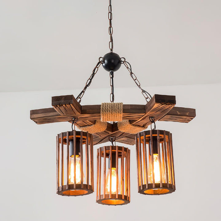 Retro Solid Wood Chandelier - Vakkerlight