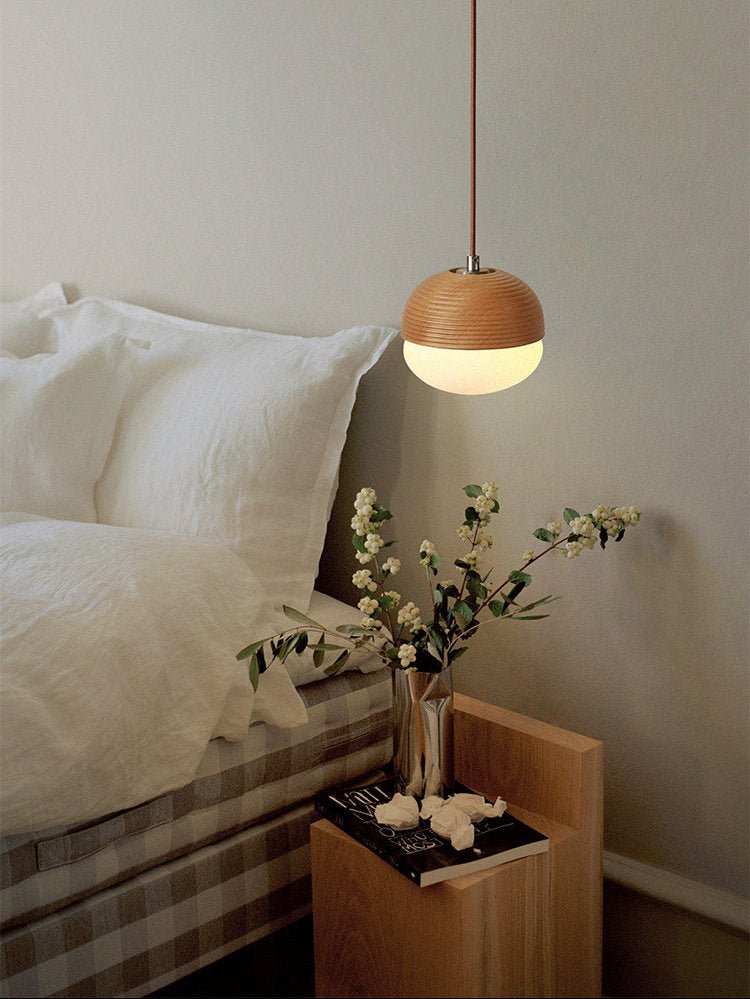 Ribbed Wood Globe Pendant Light - Vakkerlight