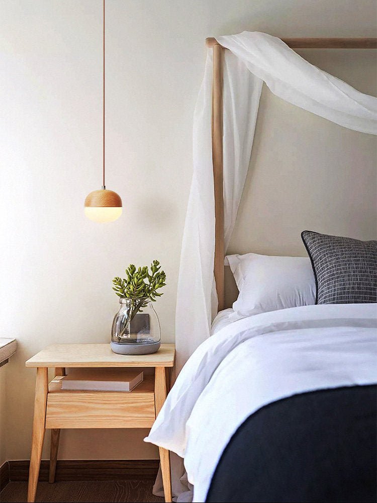 Ribbed Wood Globe Pendant Light - Vakkerlight