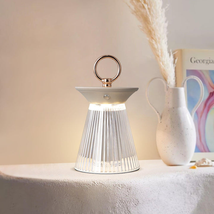 Ribbed Acrylic Built-in Battery Table Lamp - Vakkerlight