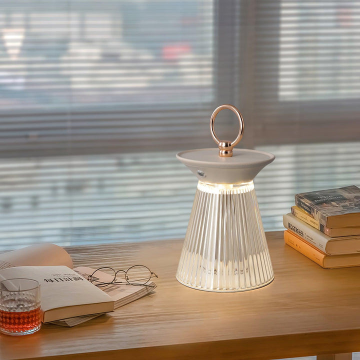 Ribbed Acrylic Built-in Battery Table Lamp - Vakkerlight