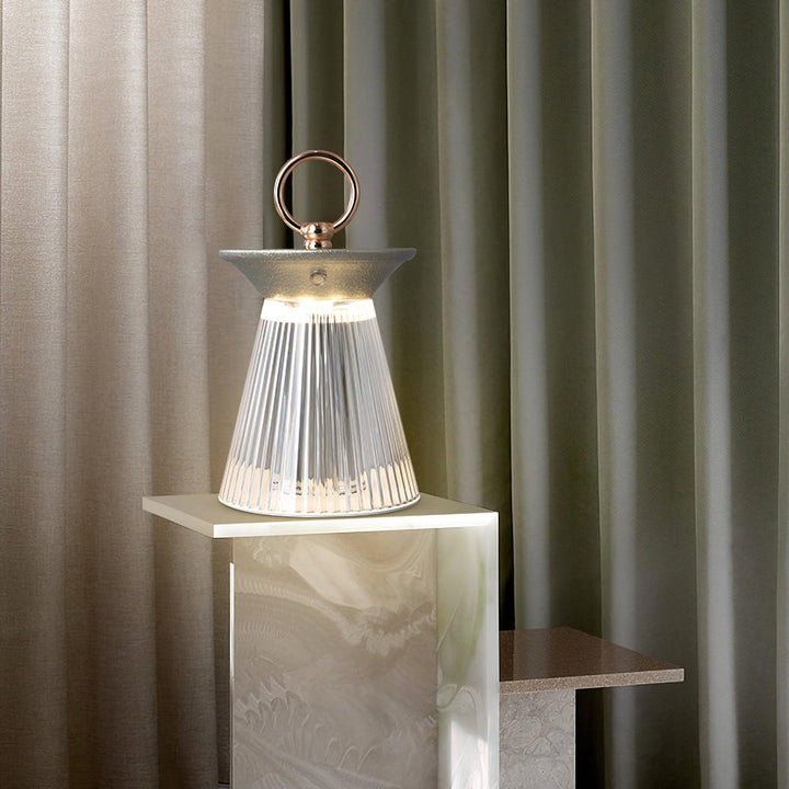 Ribbed Acrylic Built-in Battery Table Lamp - Vakkerlight