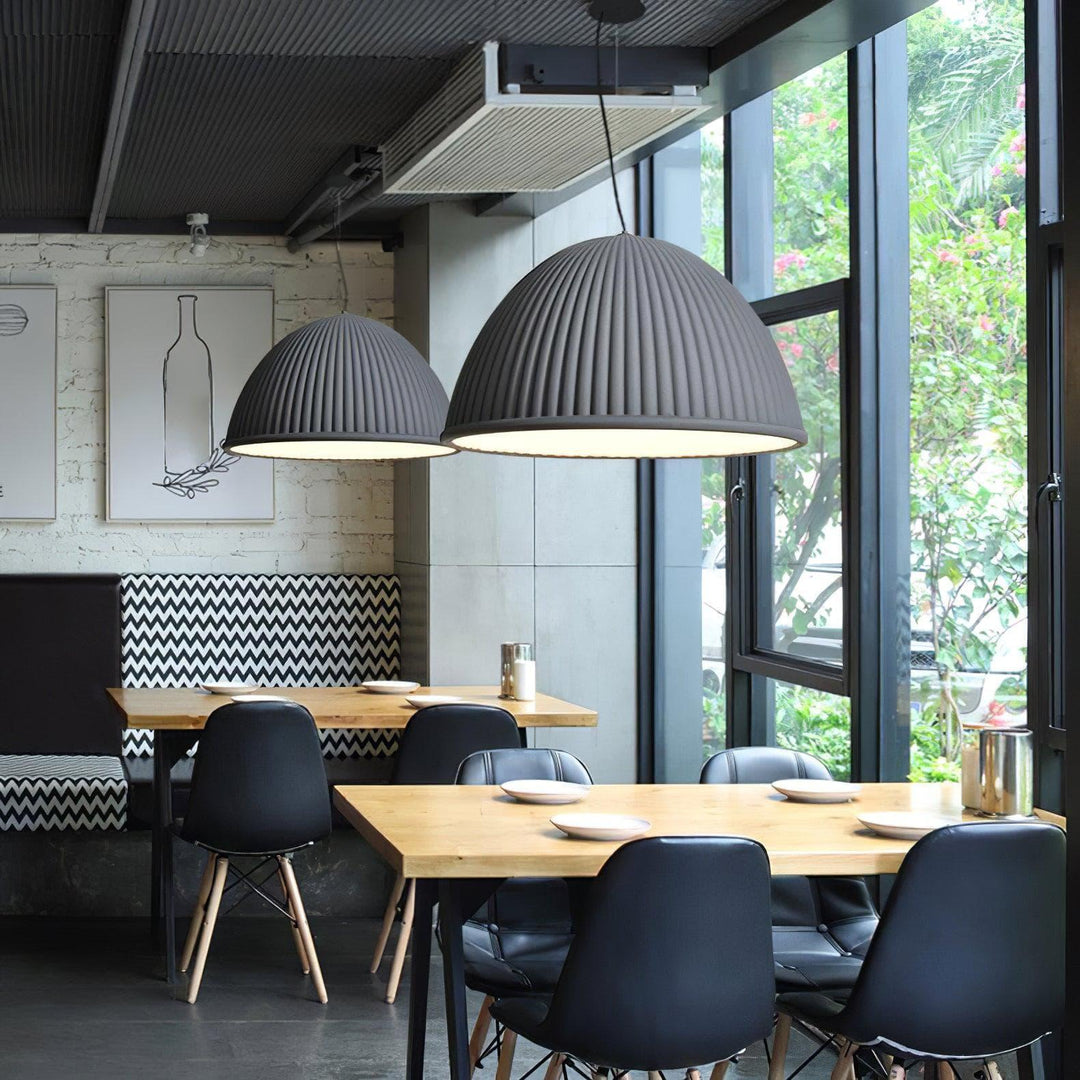 Ribbed Dome Pendant Light