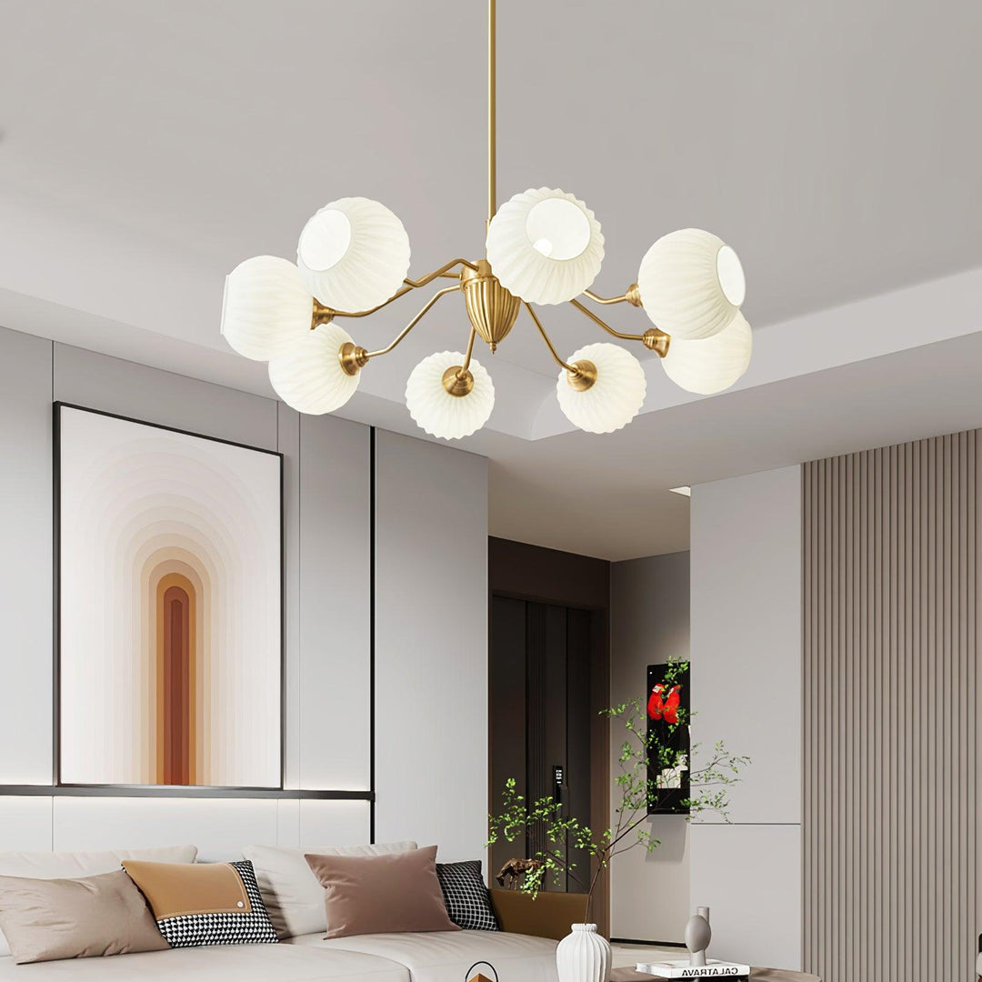 Ribbed Glass Ball Chandelier - Vakkerlight