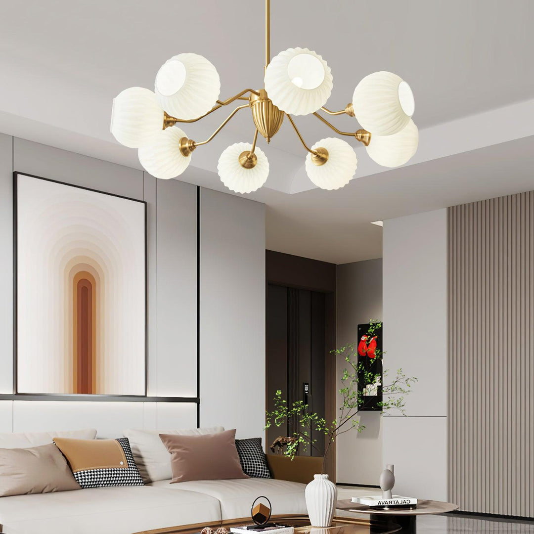 Ribbed Glass Ball Chandelier - Vakkerlight