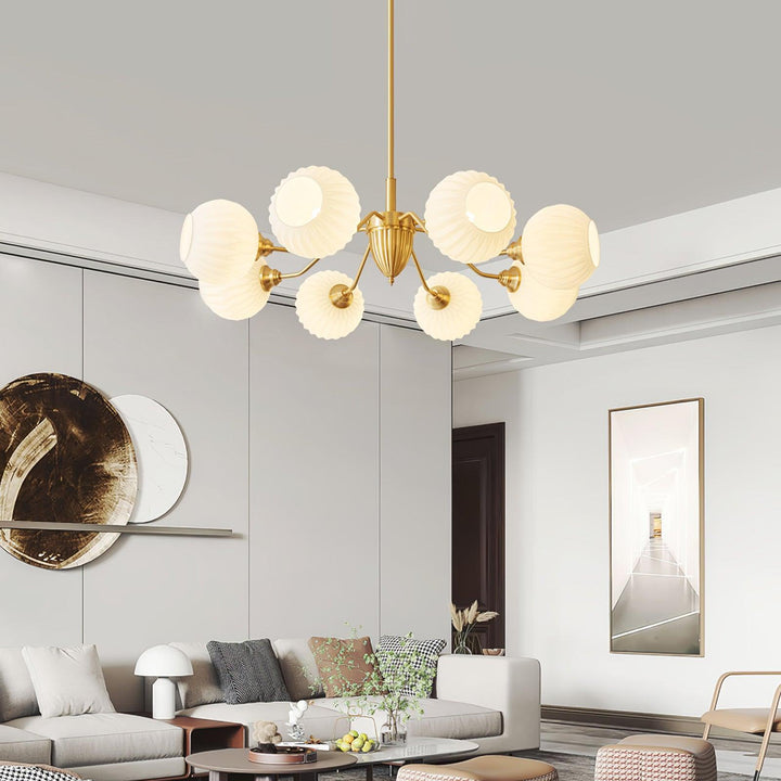 Ribbed Glass Ball Chandelier - Vakkerlight