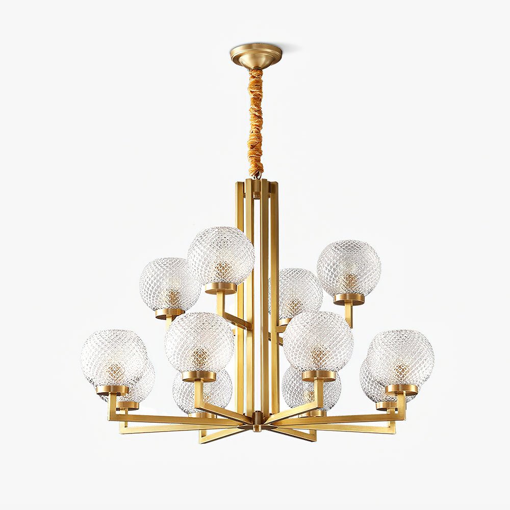 Ribbed Glass Brass Chandelier - Vakkerlight