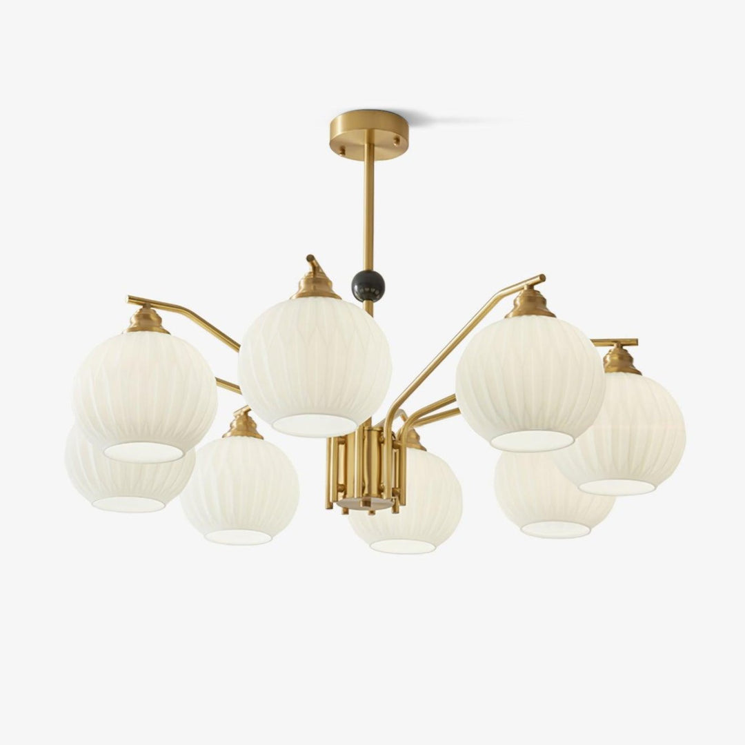 Ribbed Glass Gold Chandelier - Vakkerlight