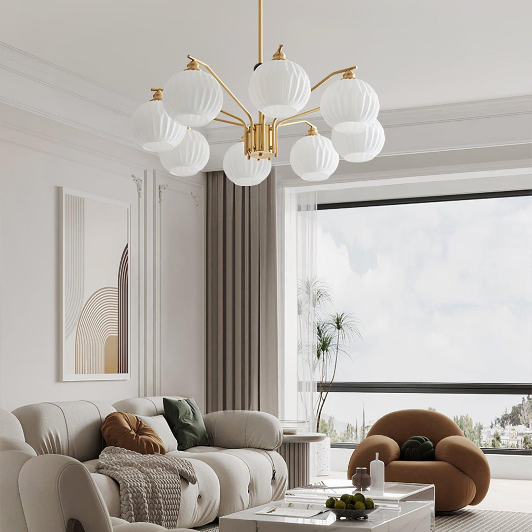 Ribbed Glass Gold Chandelier - Vakkerlight