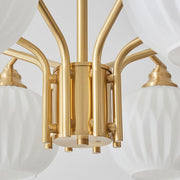 Ribbed Glass Gold Chandelier
