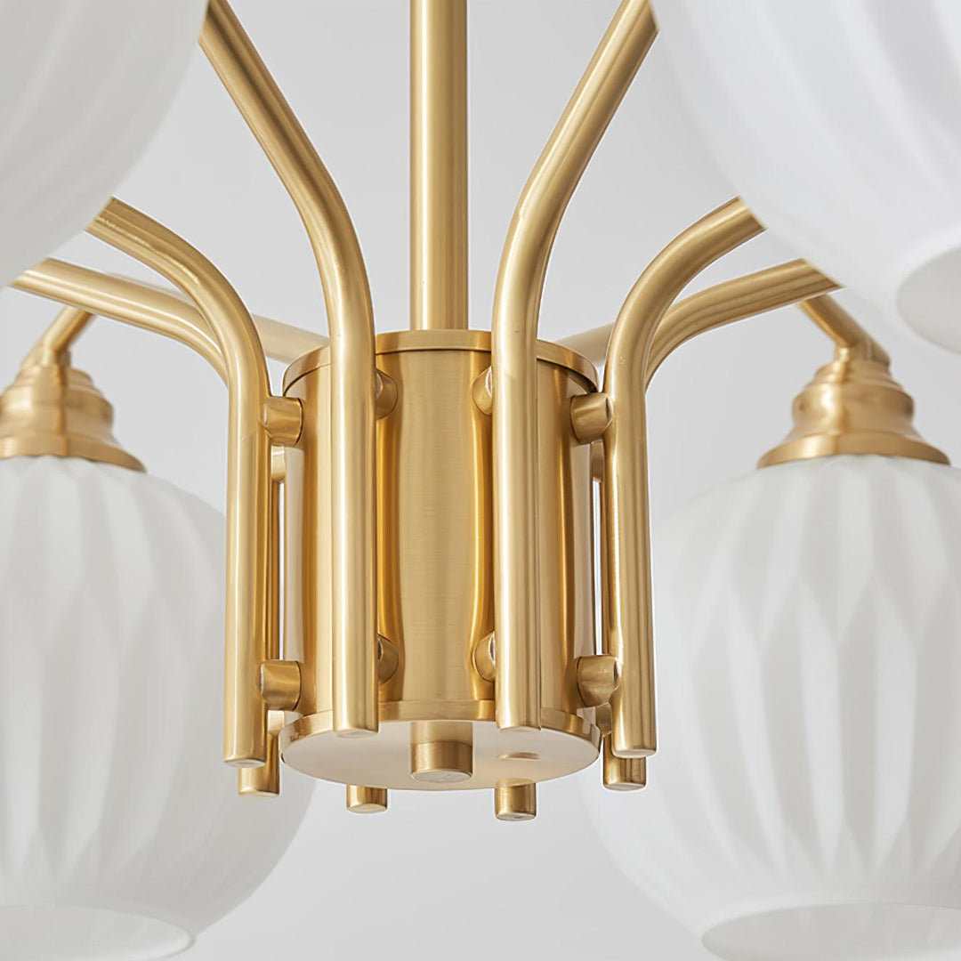 Ribbed Glass Gold Chandelier - Vakkerlight