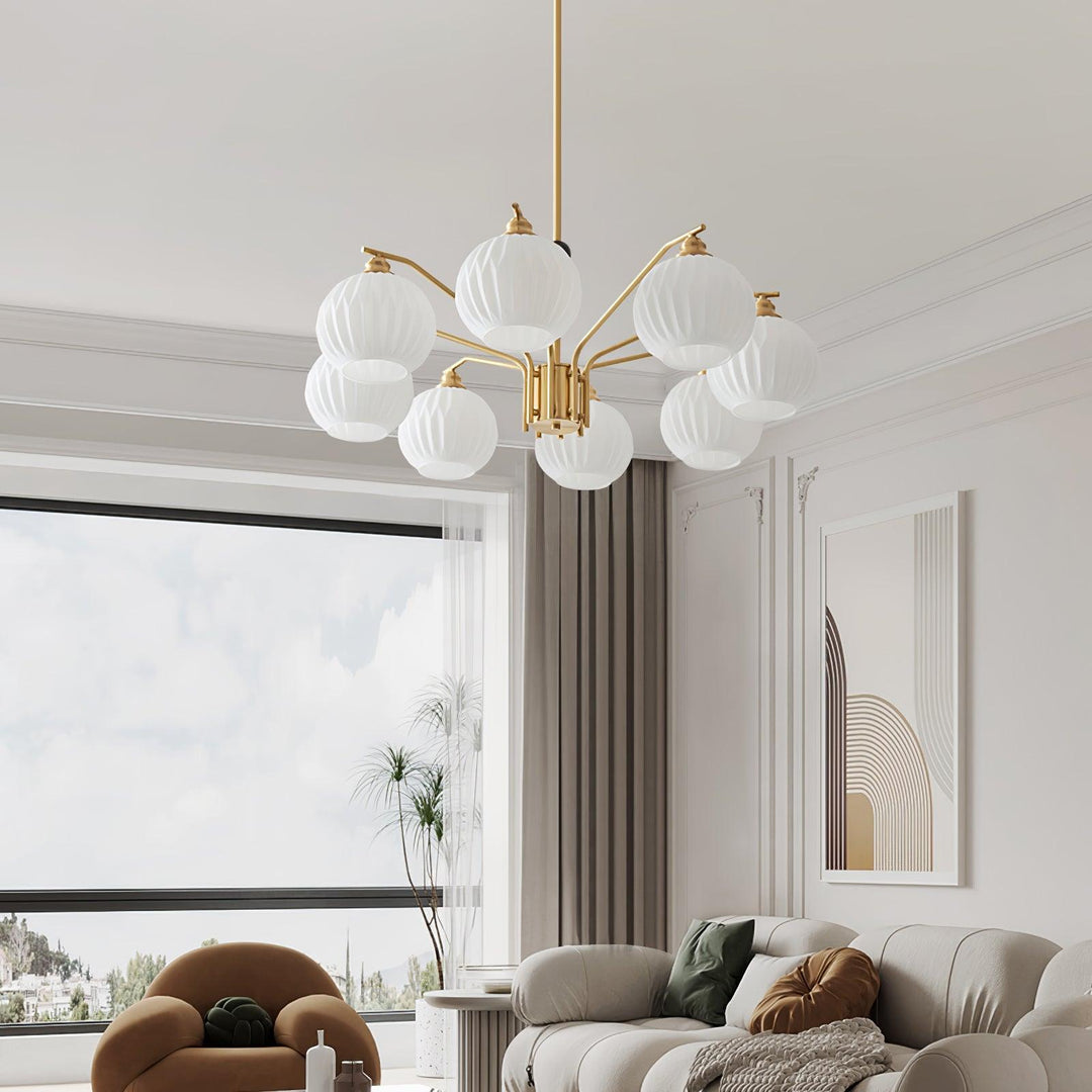 Ribbed Glass Gold Chandelier - Vakkerlight