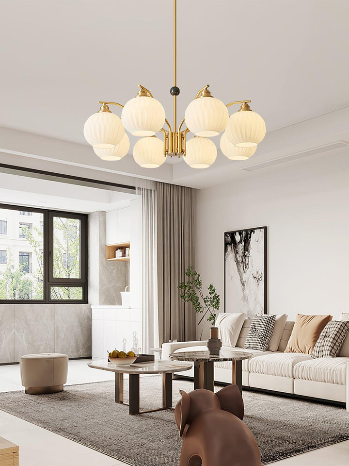 Ribbed Glass Gold Chandelier - Vakkerlight