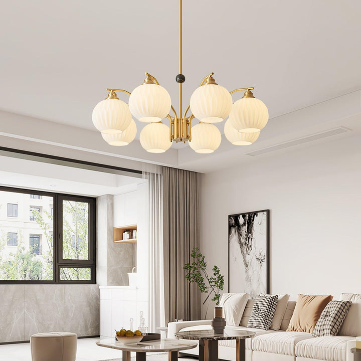 Ribbed Glass Gold Chandelier - Vakkerlight