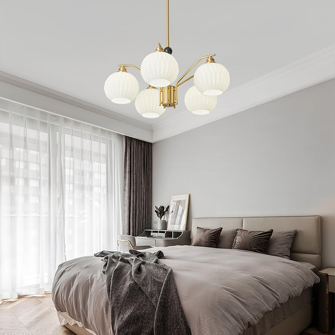 Ribbed Glass Gold Chandelier - Vakkerlight