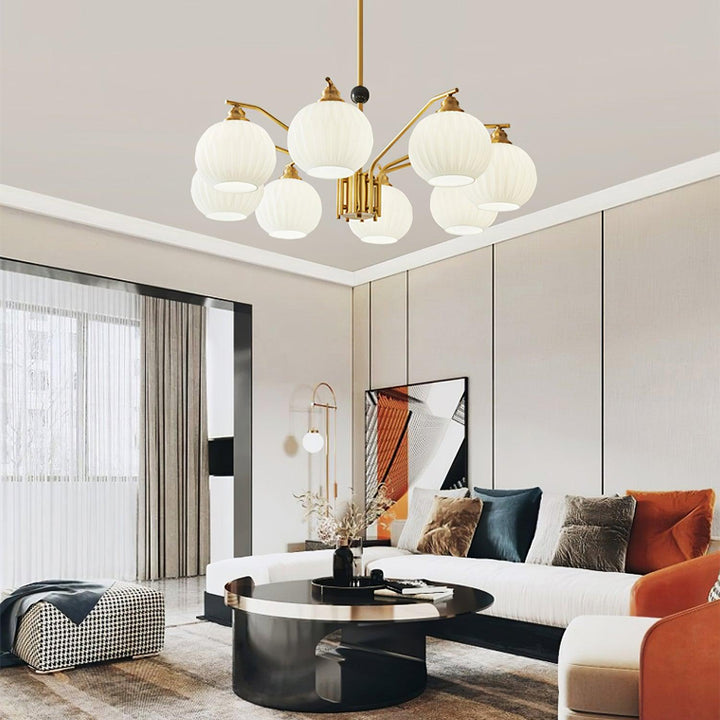 Ribbed Glass Gold Chandelier - Vakkerlight