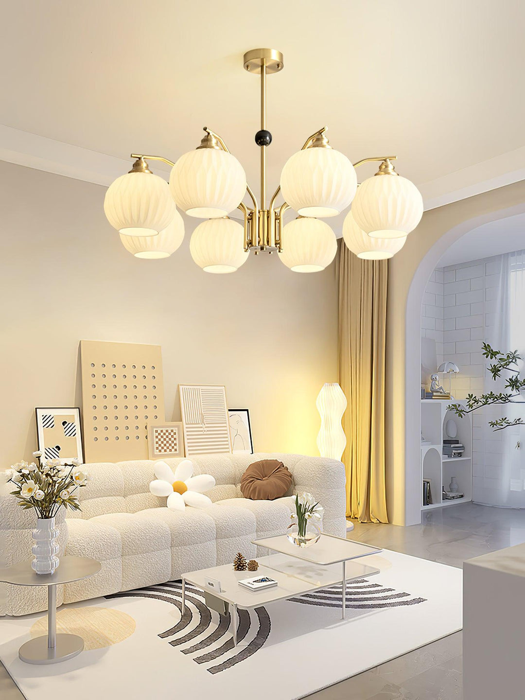 Ribbed Glass Gold Chandelier - Vakkerlight