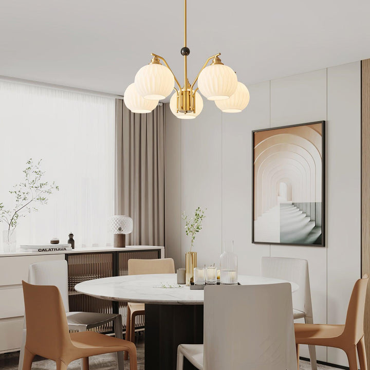 Ribbed Glass Gold Chandelier - Vakkerlight