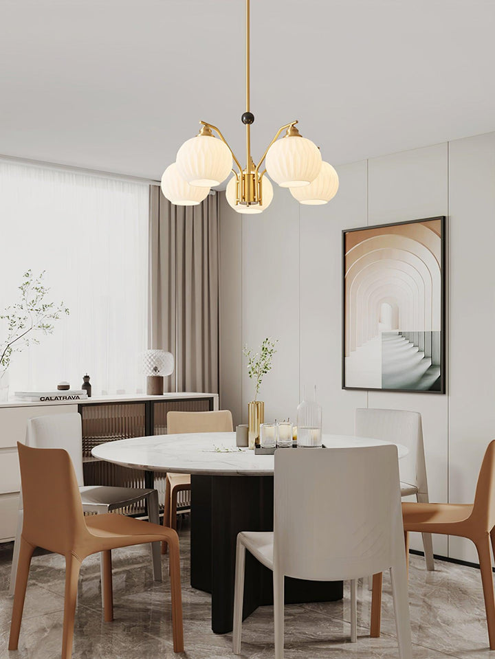 Ribbed Glass Gold Chandelier - Vakkerlight