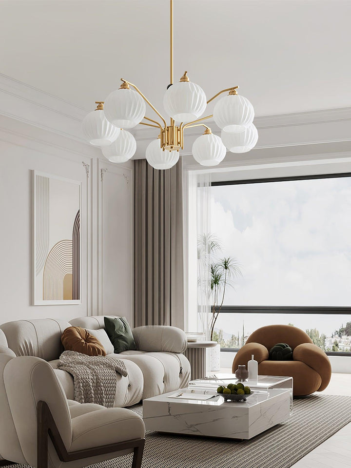 Ribbed Glass Gold Chandelier - Vakkerlight