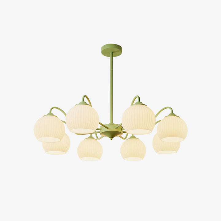 Ribbed Glass Matcha Chandelier - Vakkerlight